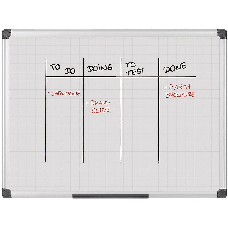 Bi Office Gridded Magnetic Drywipe Whiteboards - Office Furniture