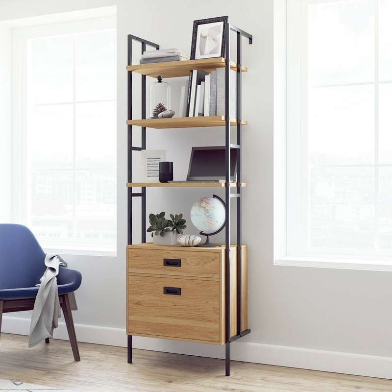 Hythe Wall Mounted Home Office Bookcase with Drawers - Office Furniture