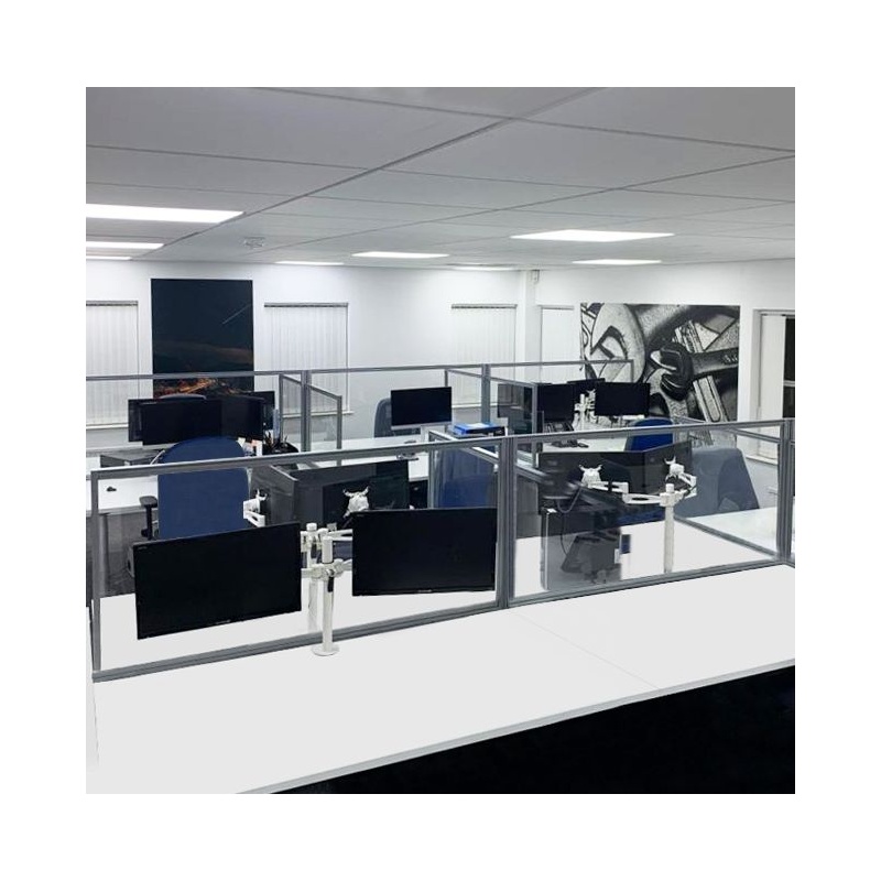Compass Glass Back to Back Bench Desk Partition Screens - Office Furniture