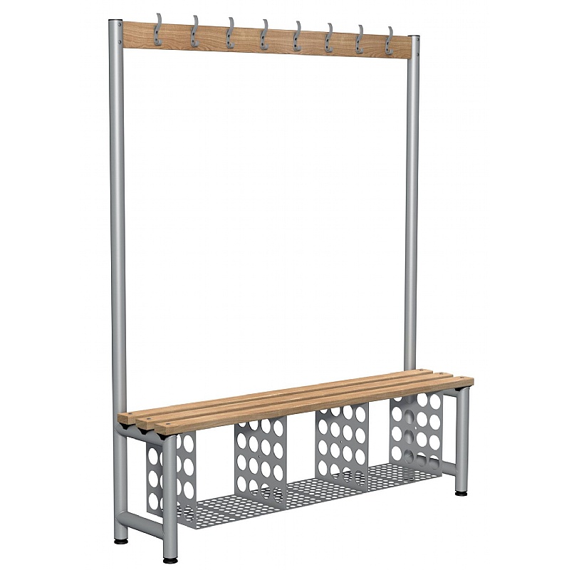 Premium Wooden Cloakroom Benches with Hooks - Lockers & Cloakroom