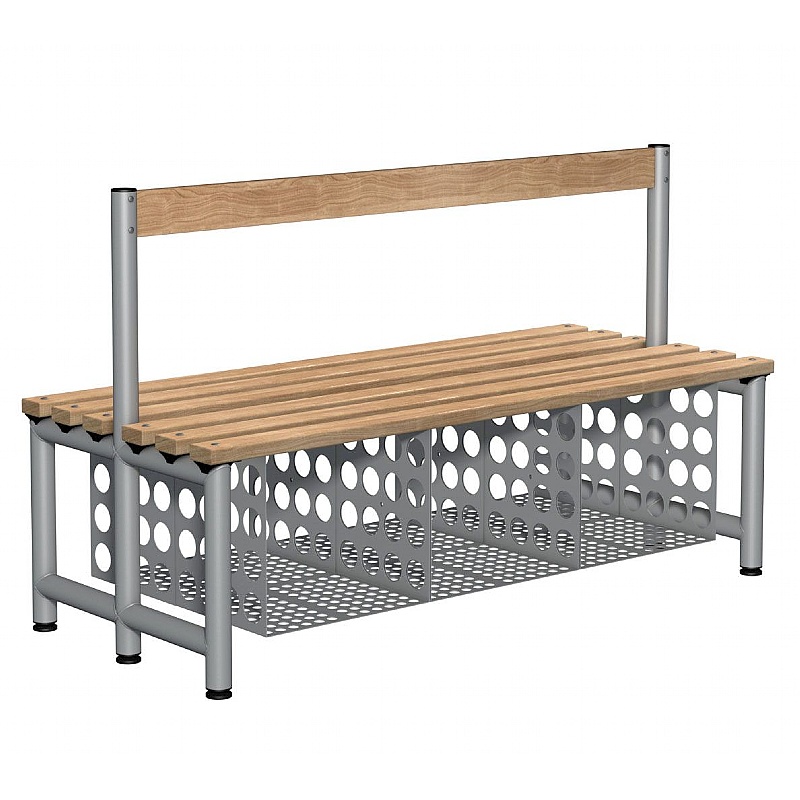 Premium Wooden Slat Double Cloakroom Bench Seats - Lockers & Cloakroom