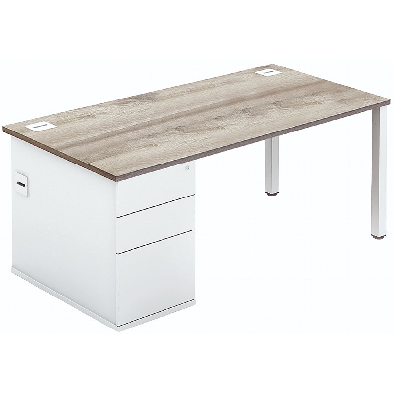 Analog Duo Rectangular Desk with Pedestal - Office Furniture