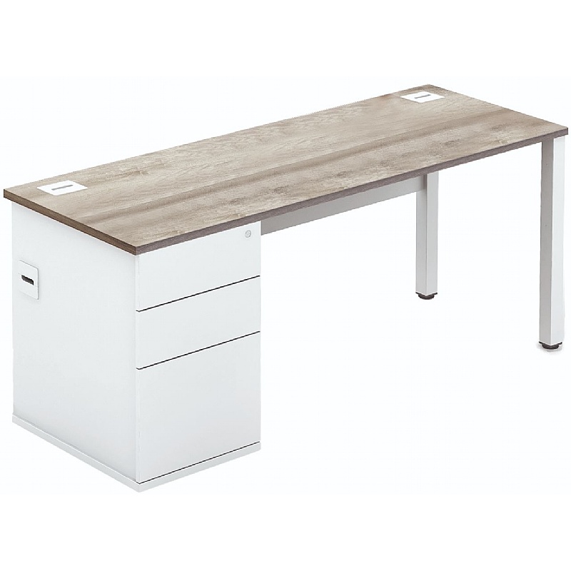 Analog Duo Shallow Rectangular Desk with Pedestal - Office Furniture