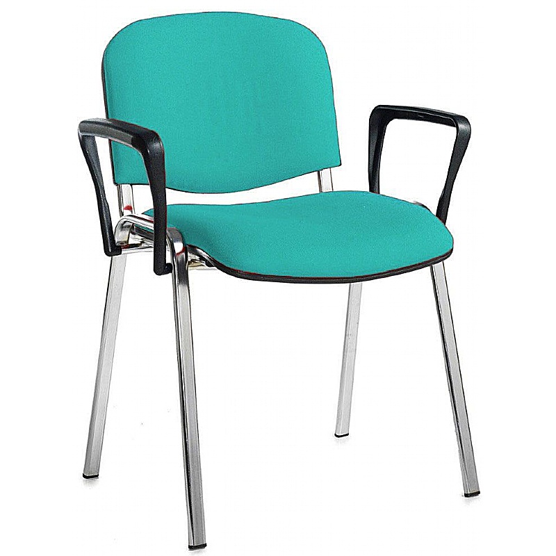 Ecton Chrome Frame Stacking Conference Chairs with Arms - Office Furniture