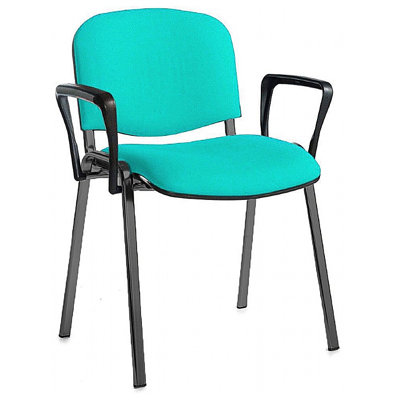 Ecton Black Frame Stacking Conference Chairs with Arms - Office Furniture