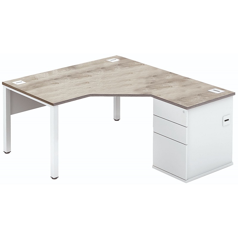 Analog Duo Radial Ergonomic Office Desk with Pedestal - Office Furniture