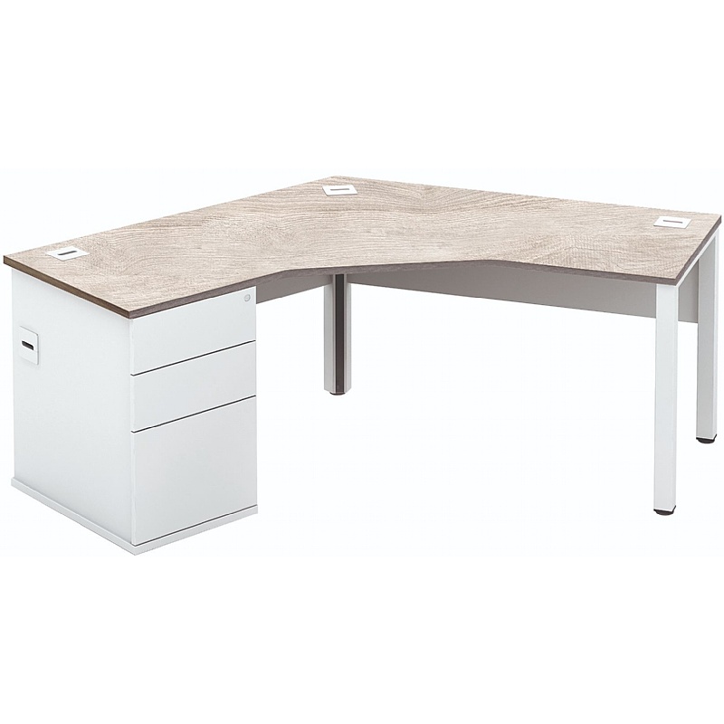 Analog Duo 120 Degree Segment Office Desks with Pedestal - Office Furniture