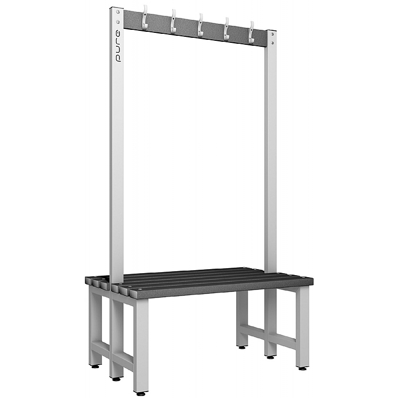 Pure Double Sided Changing and Cloakroom Bench Seats with Hooks - Lockers & Cloakroom