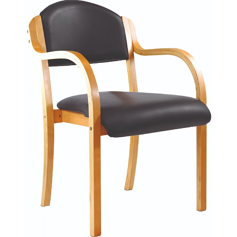 Tahara Wooden Frame Vinyl Stacking Armchairs - Office Furniture