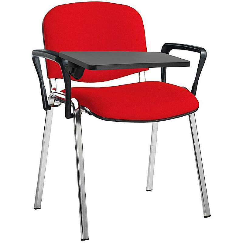 Ecton Chrome Frame Stacking Conference Chairs with Writing Tablet - Office Furniture