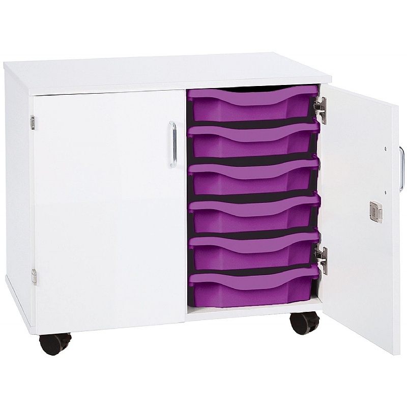 Premium 12 Tray Mobile Storage With Doors - Education
