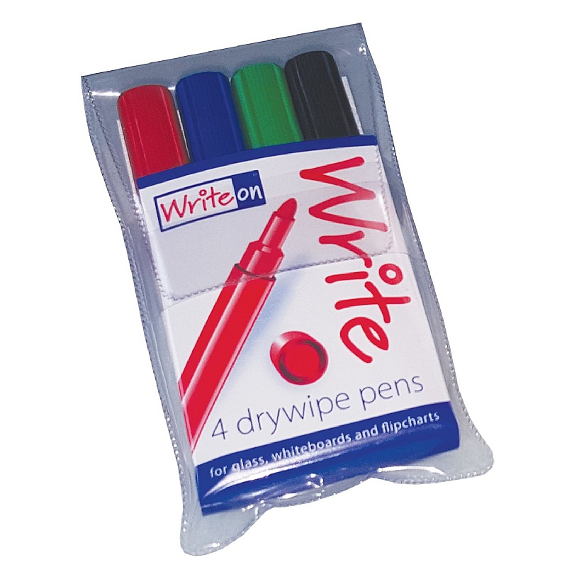 WriteOn Drywipe Pens - Pack of 4 - Office Furniture