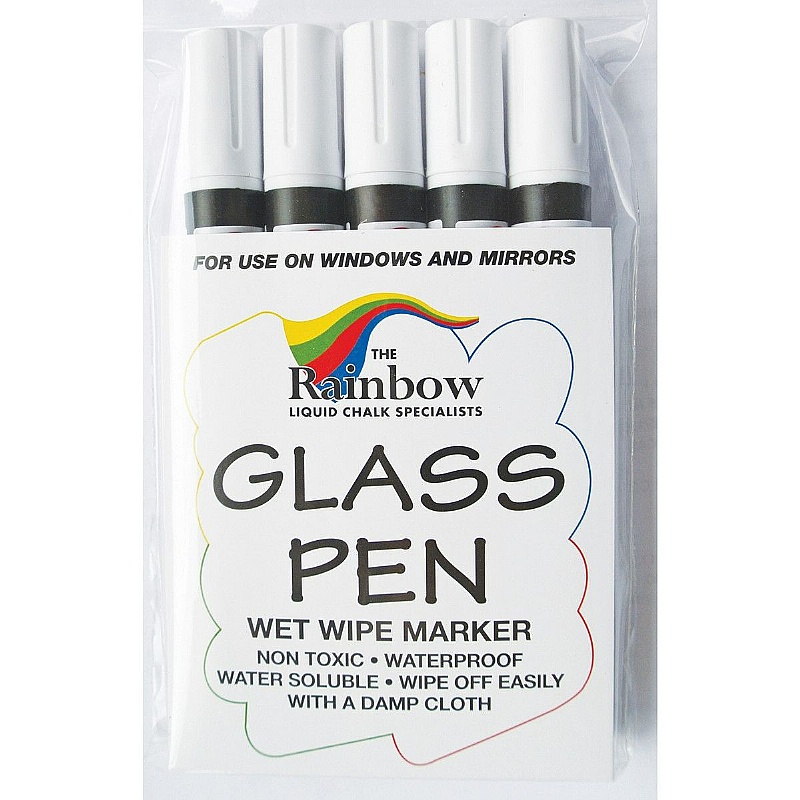 WriteOn Glass and Chalk Pens - Pack of 5 - Office Furniture