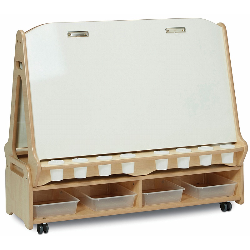 Arts and Design Mobile Double Sided 4 Station Easel with Storage Trolley - Education