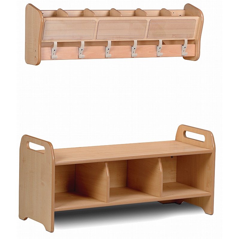 Little Hangers Nursery Wall Mounted Coat Hooks with Storage Cubby and Bench Ultimate Bundle Deal - Education
