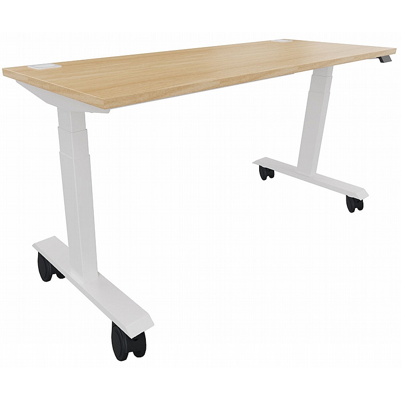 Progress Plus Electric Height Adjustable Mobile Shallow Rectangular Office Desks - Office Furniture
