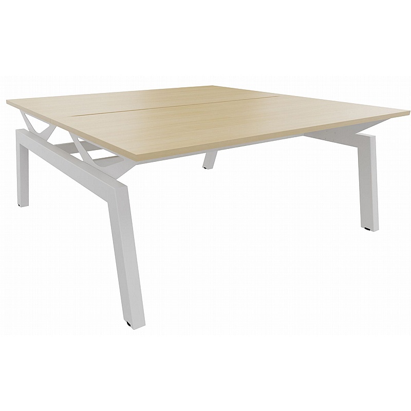 Linnea Elevate 2 Person Rectangular Back to Back Sliding Top Bench Desks - Office Furniture