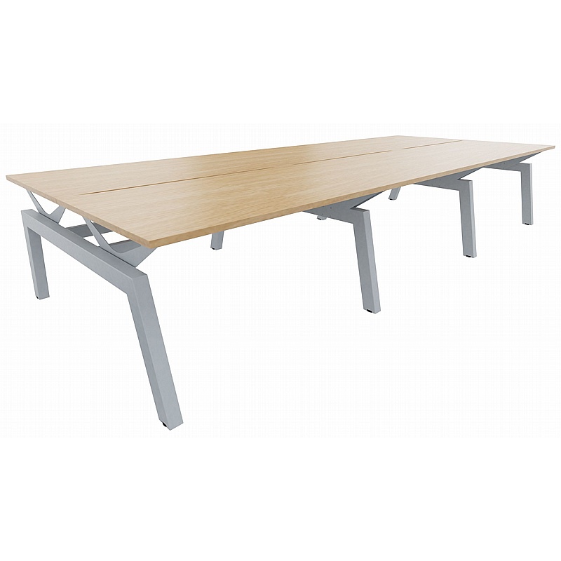 Linnea Elevate 6 Person Rectangular Back to Back Sliding Top Bench Desks - Office Furniture