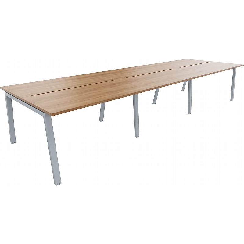 Linnea 6 Person Shallow A-Frame Rectangular Back to Back Sliding Top Bench Desks - Office Furniture