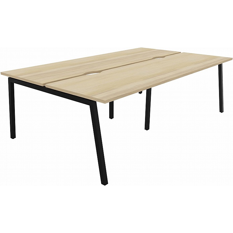 Linux II 4 Person A-Frame Rectangular Back to Back Bench Desks - Office Furniture
