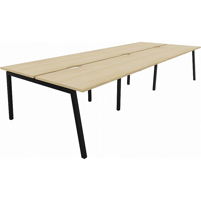 Linux II 6 Person A-Frame Rectangular Back to Back Bench Desks - Office Furniture