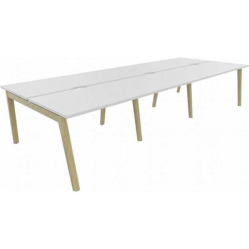 Linux II Scandi 6 Person A-Frame Rectangular Back to Back Bench Desks - Office Furniture