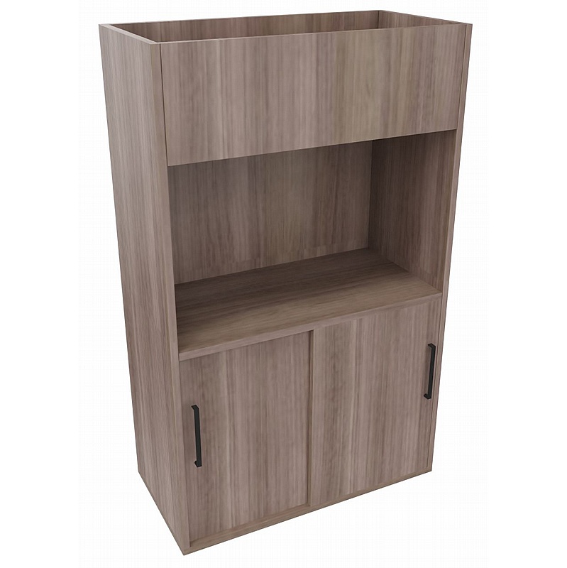 Elite Desk High Sliding Door Cupboard with Planter - Office Furniture