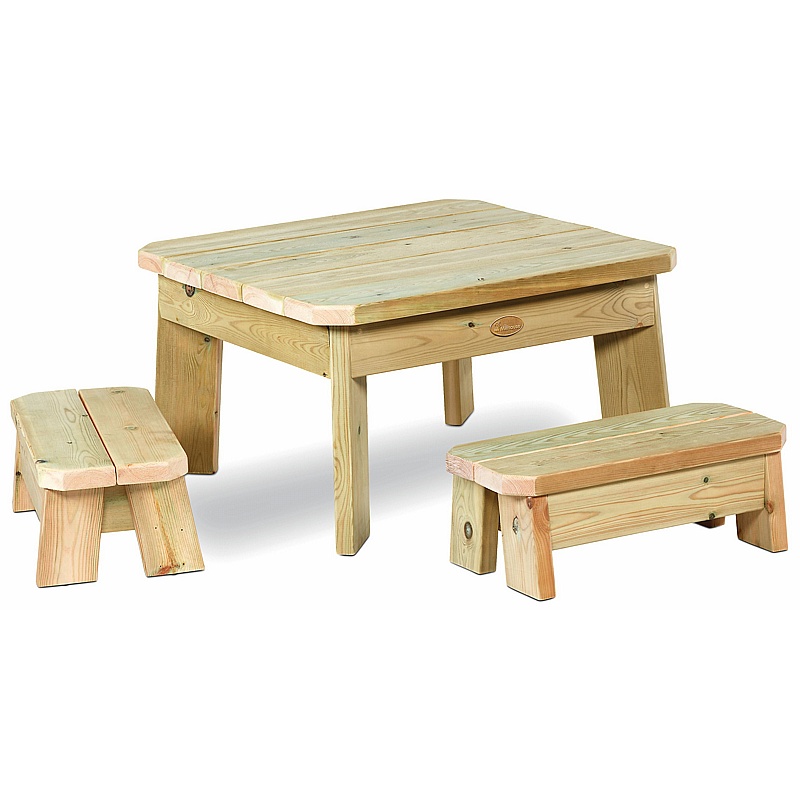 Adventure Tots Nursery Outdoor Toddler Square Table and Bench Set - Education