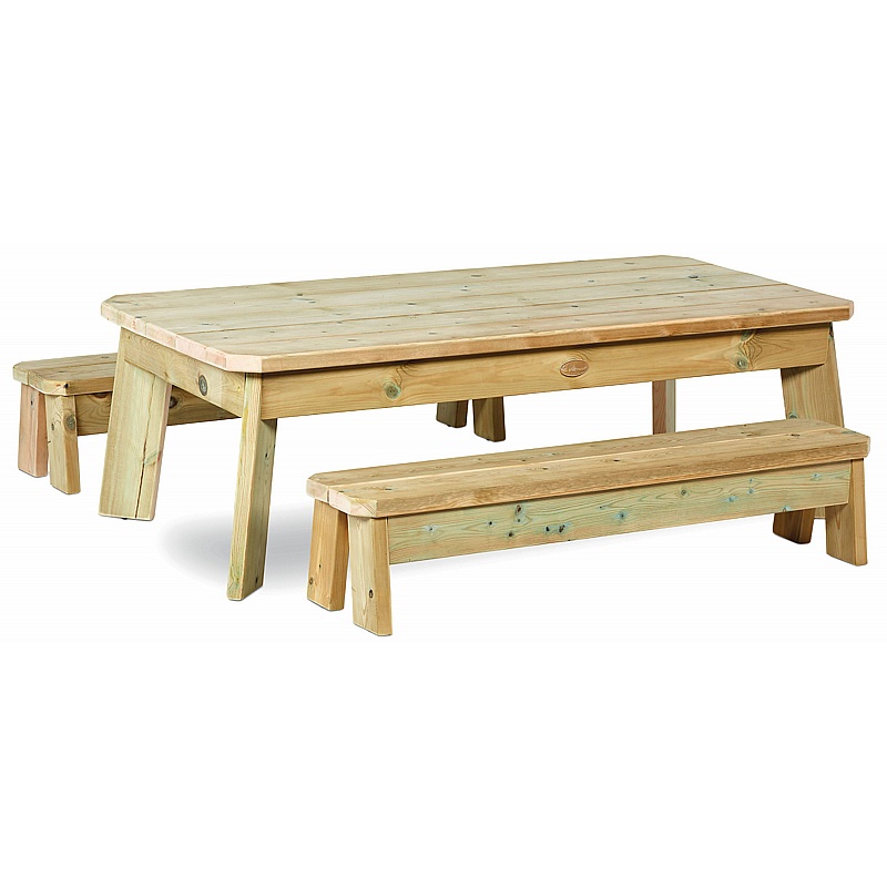 Adventure Tots Nursery Outdoor Toddler Rectangular Table and Bench Set - Education