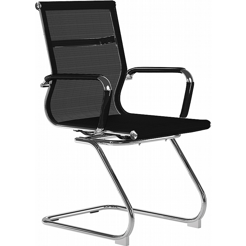 Aura Contemporary Medium Back Mesh Visitor Chairs - Office Furniture