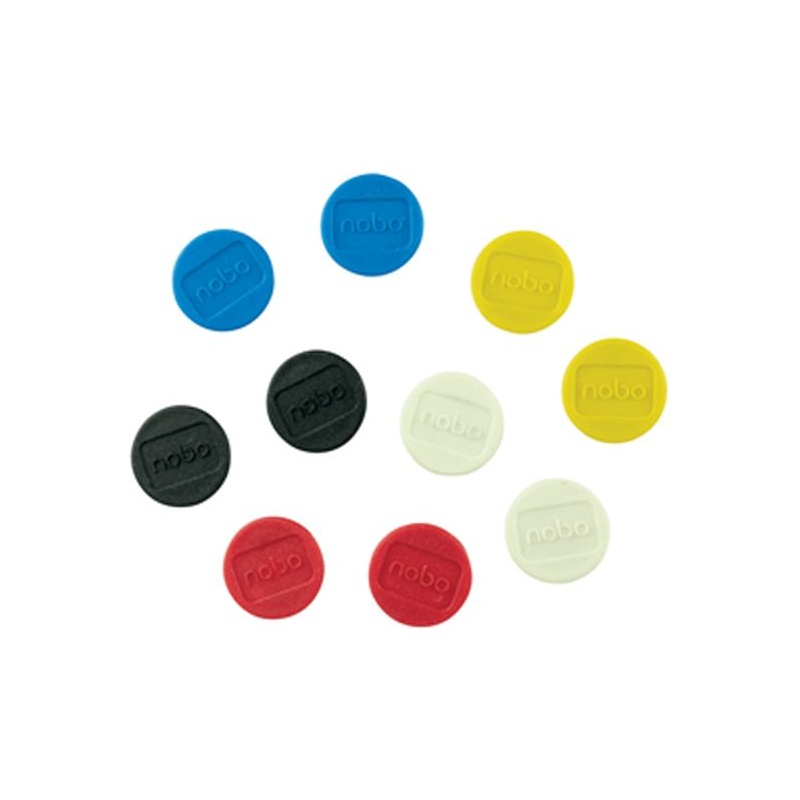 Nobo 20mm Magnetic Whiteboard Assorted Coloured Magnets - Pack of 10 - Office Furniture