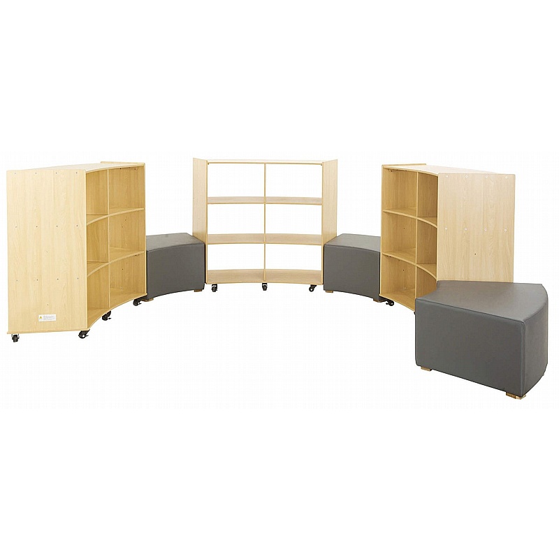Bright Beginnings Curved Bookcase and Stool Bundle - Education
