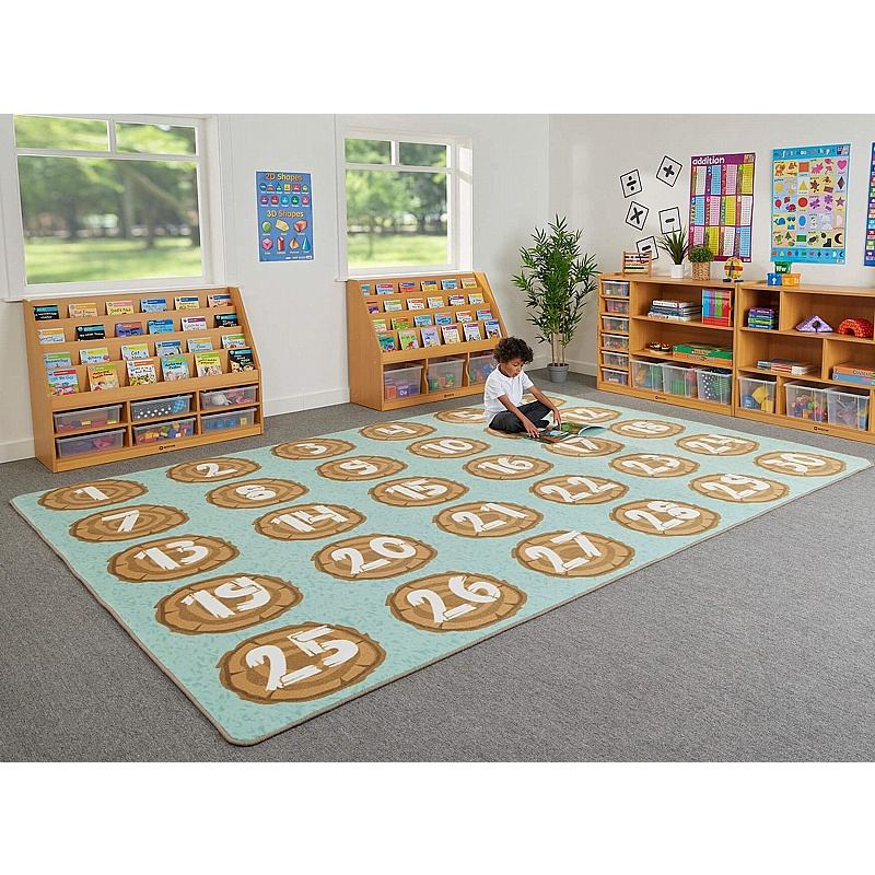 Large Numbers Log Placement Carpet - Education