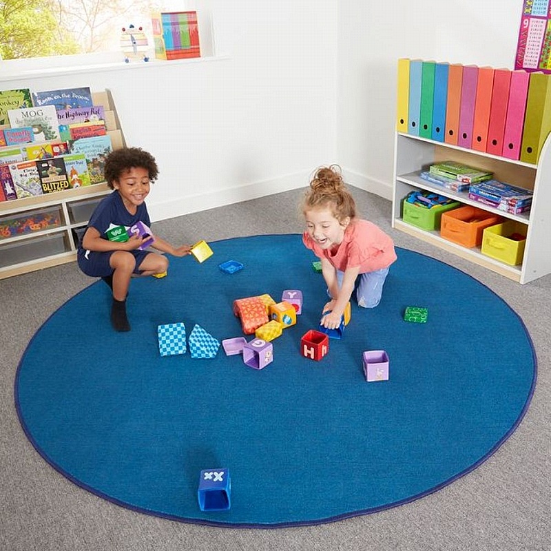Solid Round Placement Carpet - Education