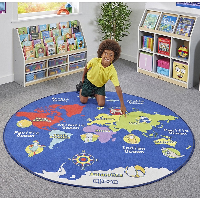 World Map Round Learning Carpet - Education