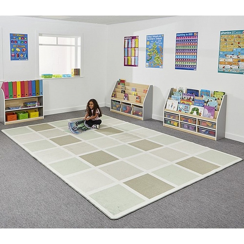 Large Neutral Squares Rectangular Placement Carpet - Education
