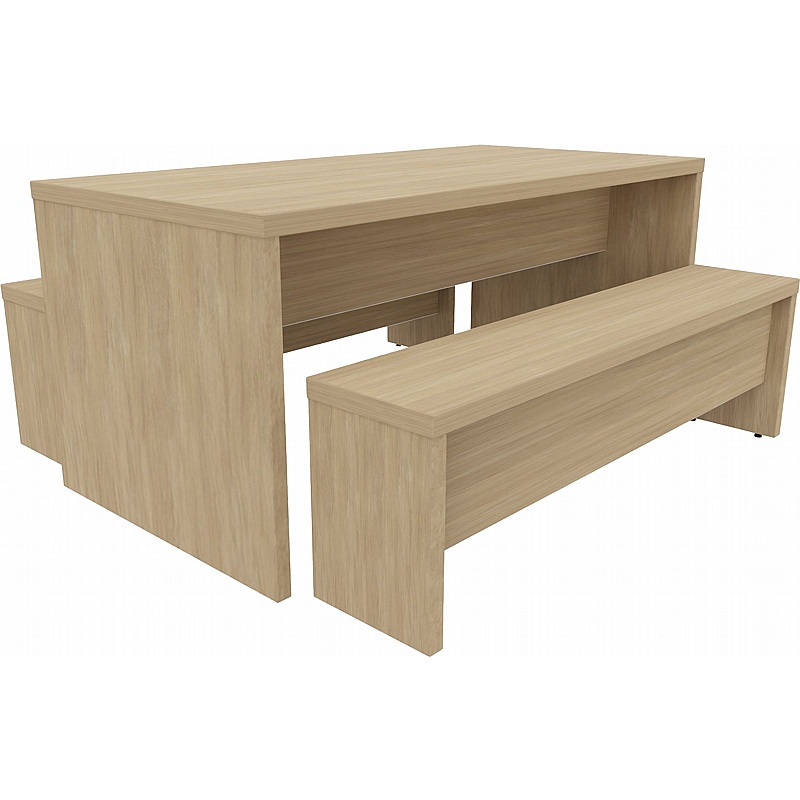 Respite Panel End Dining Table and Bench Set - Office Furniture