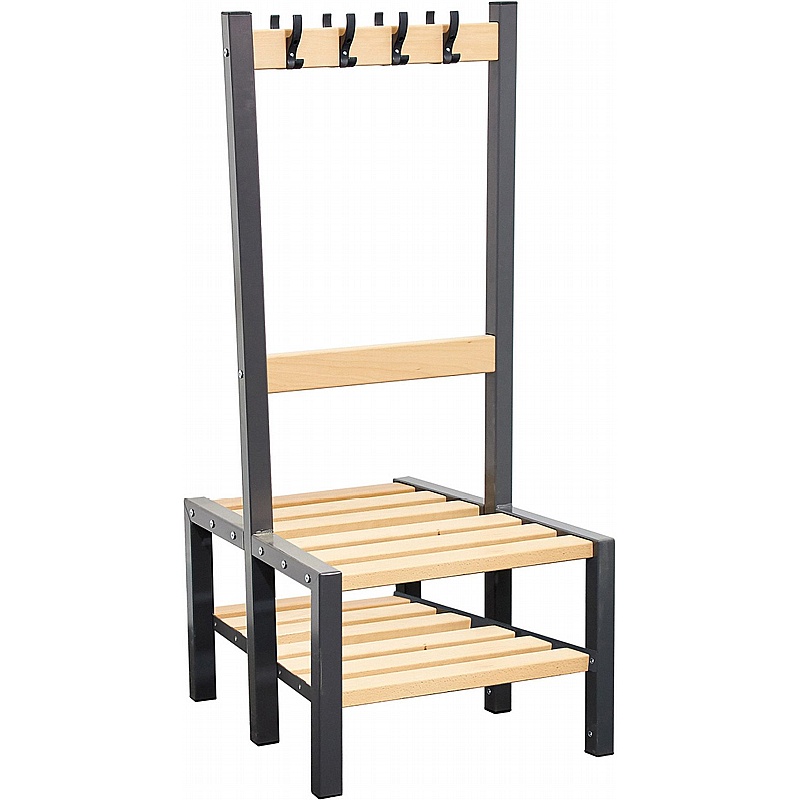 Veste Premium Double Sided Changing and Cloakroom Bench Seats with Hooks and Shoe Rack - Education