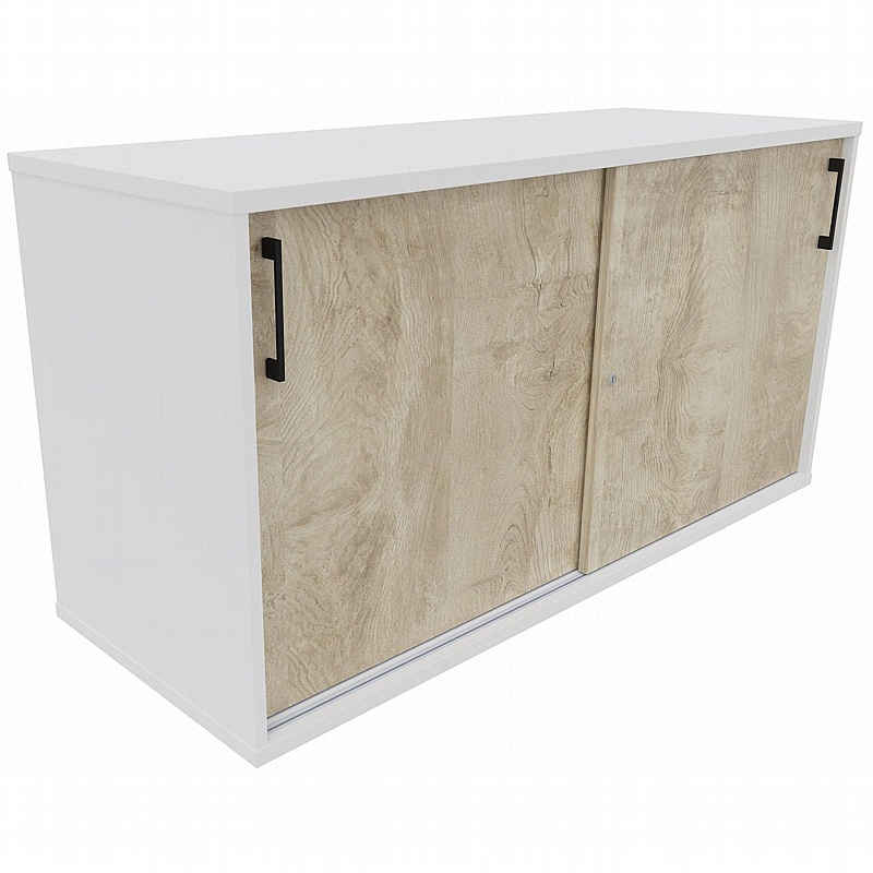Unified Duo Desk High Sliding Door Credenza Storage Unit - Office Furniture