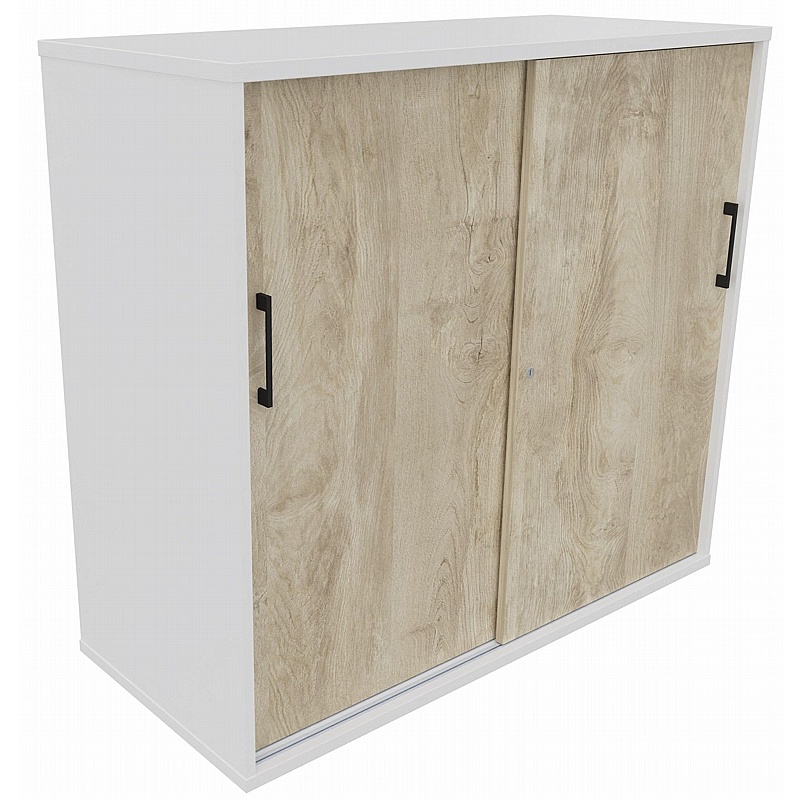 Unified Duo Tall Sliding Door Credenza Storage Unit - Office Furniture