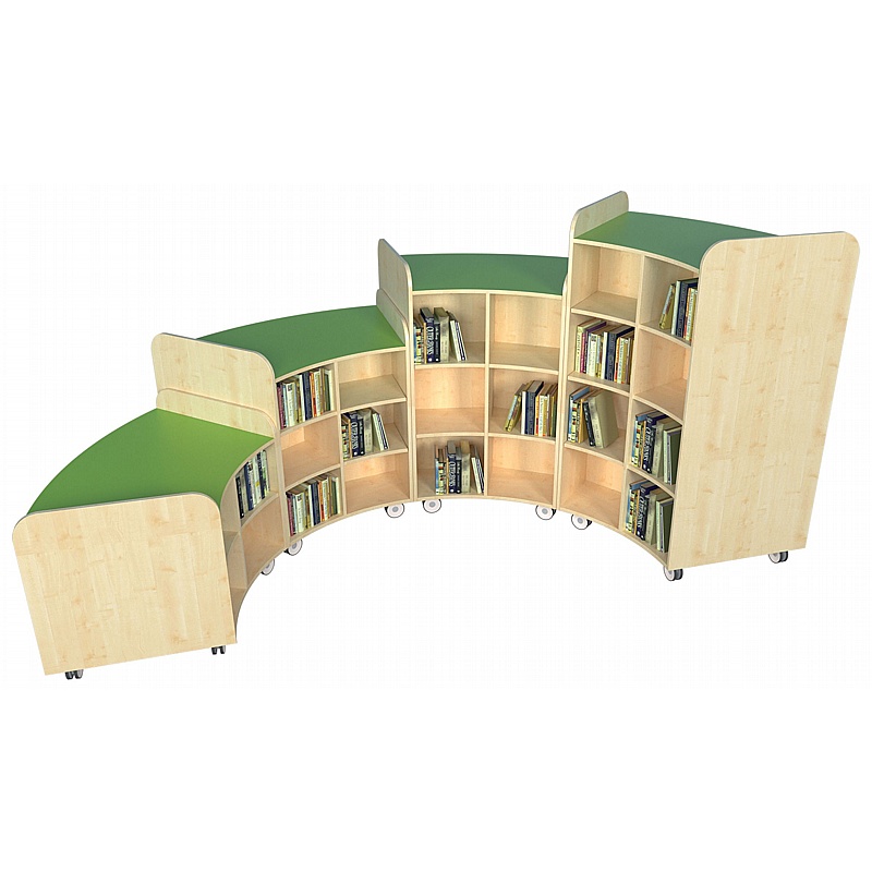 KubbyClass Mobile Junior Library Curved Bookcases Bundle - Education
