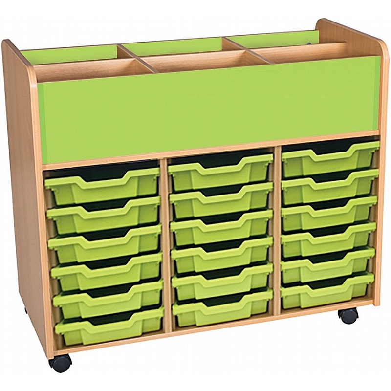 KubbyClass Mobile Library 18 Shallow Tray Storage with Top Storage - Education