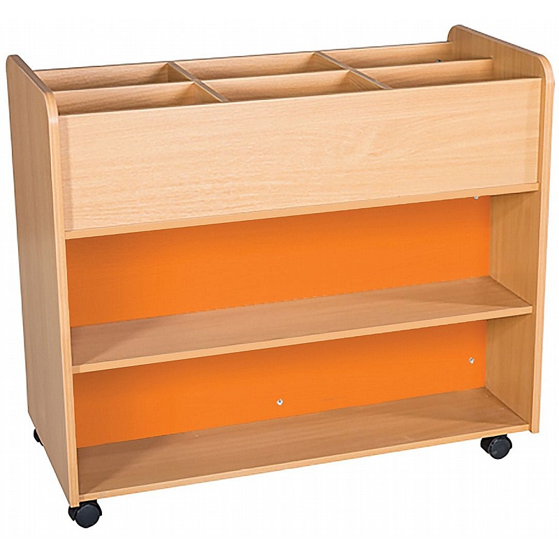 KubbyClass Mobile Library Double Sided Bookcase with Top Storage - Education