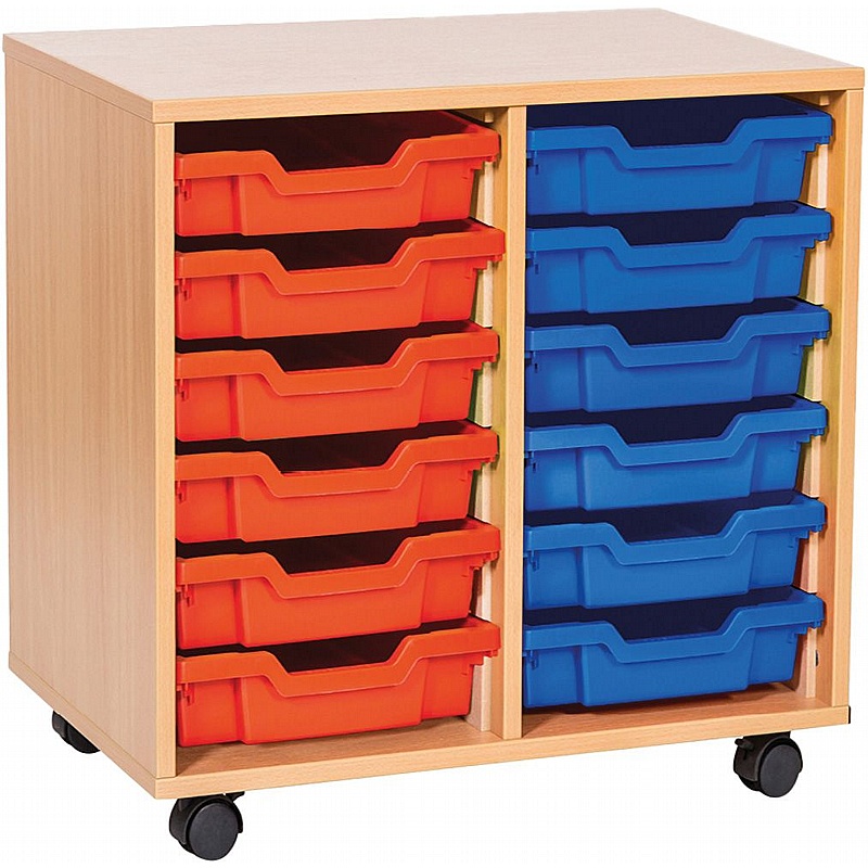 EduStore Double Column 12 Shallow Tray Storage - Education