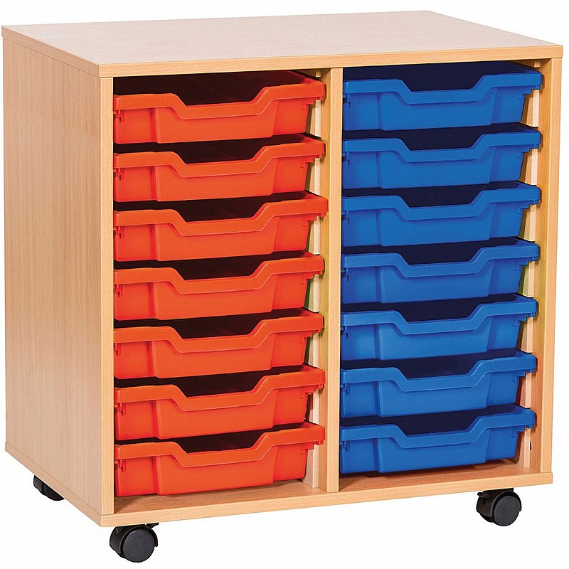 EduStore Double Column 14 Shallow Tray Storage - Education