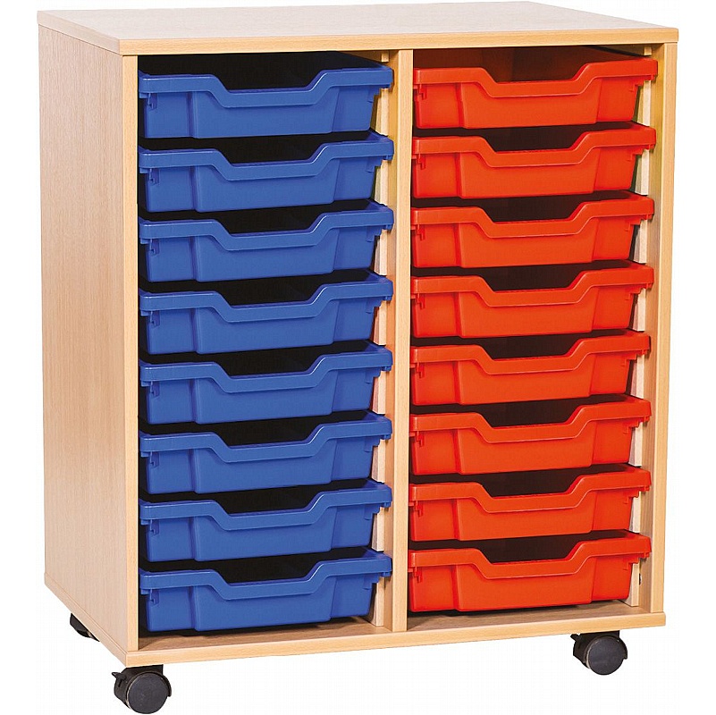 EduStore Double Column 16 Shallow Tray Storage - Education