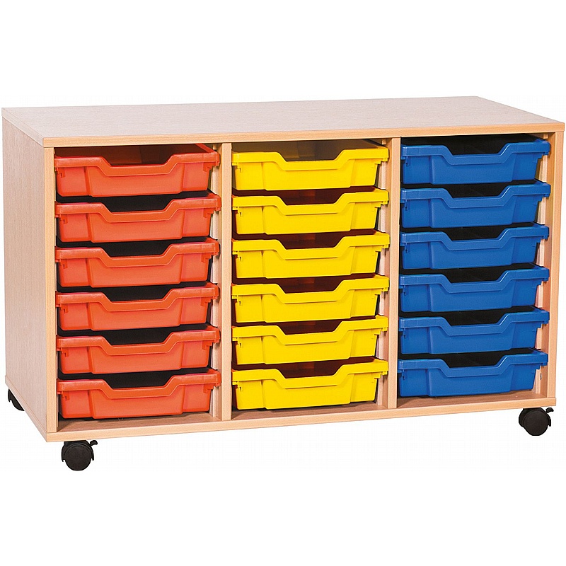 EduStore Triple Column 18 Shallow Tray Storage - Education