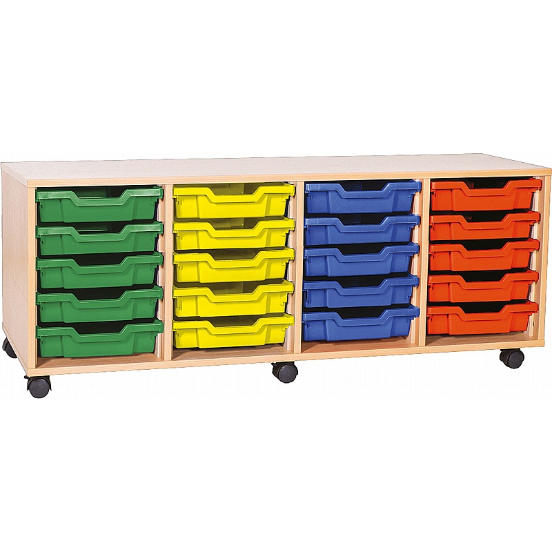 EduStore Quad Column 20 Shallow Tray Storage - Education
