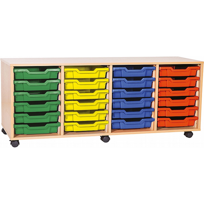 EduStore Quad Column 24 Shallow Tray Storage - Education