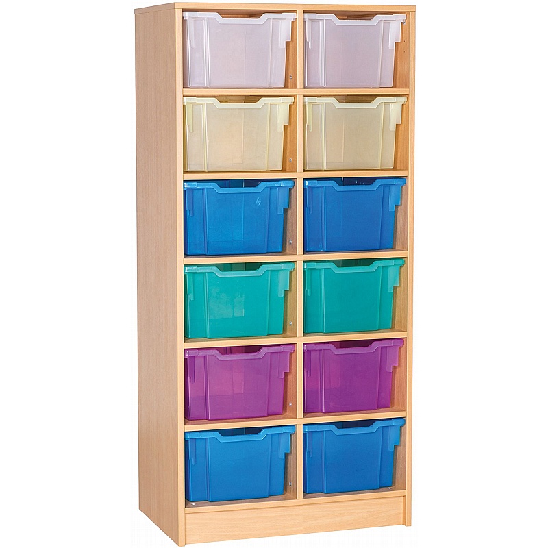 EduStore Static Double Column 12 Extra Deep Tray Storage - Education